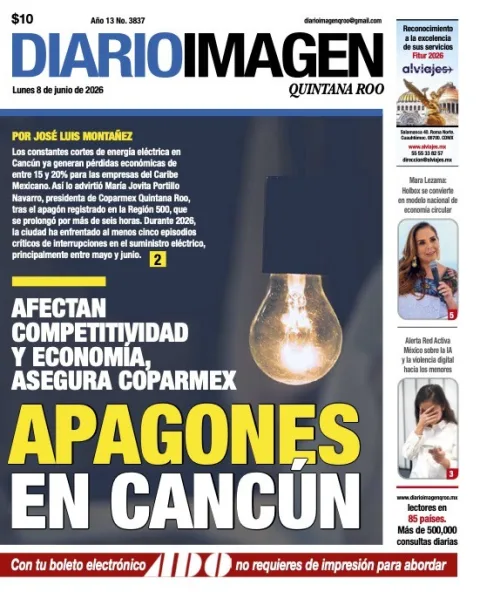 Portada de Diario Imagen Quintana Roo del lunes, 8 de junio de 2026