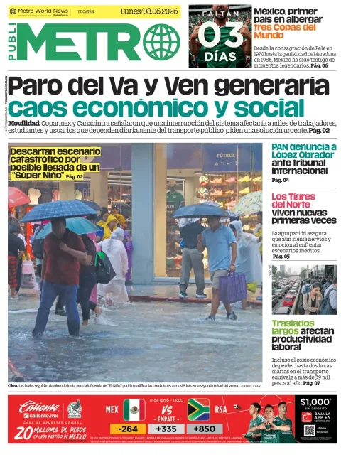 Portada de Publimetro Merida del lunes, 8 de junio de 2026