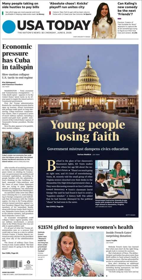Portada de Usa Today