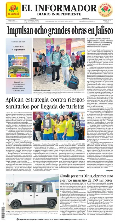 Portada de El Informador del lunes, 8 de junio de 2026