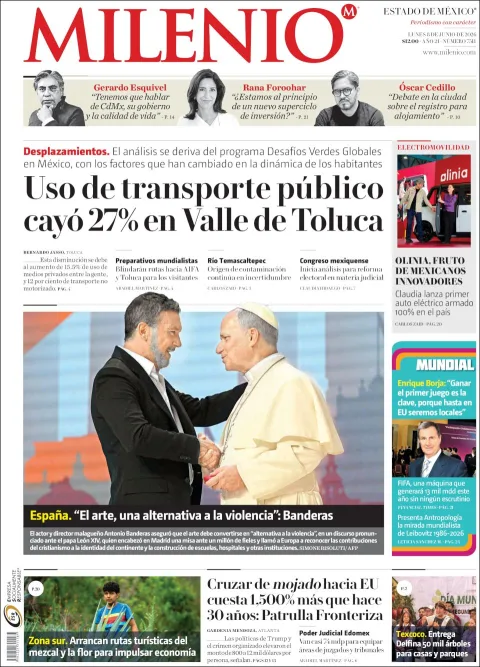 Portada de Milenio Edo de Mexico del lunes, 8 de junio de 2026