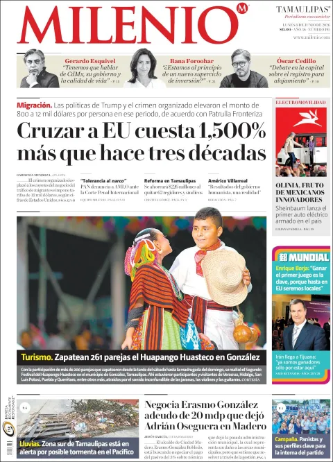 Portada de Milenio Tamaulipas del lunes, 8 de junio de 2026