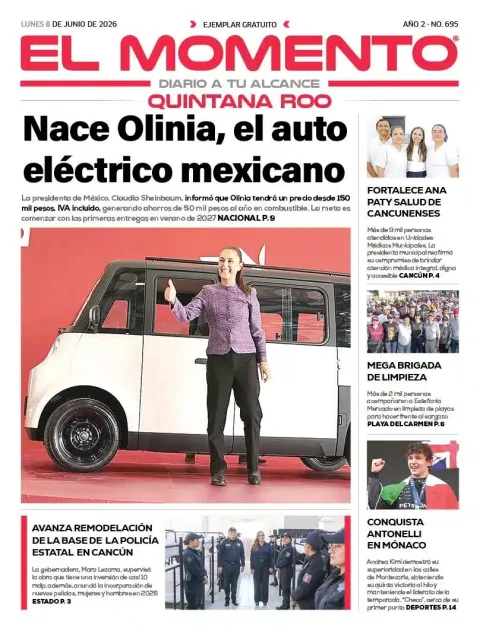 Portada de El Momento Quintana Roo del lunes, 8 de junio de 2026