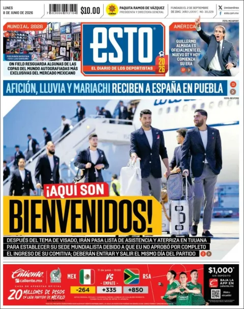 Portada de Esto del lunes, 8 de junio de 2026