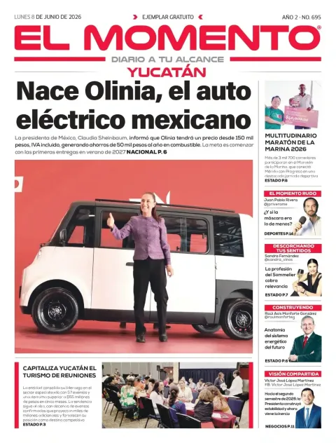 Portada de El Momento Yucatan del lunes, 8 de junio de 2026