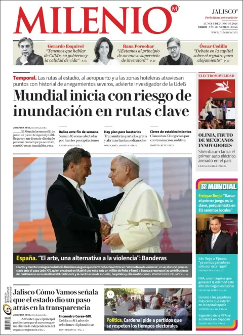 Portada de Milenio Jalisco del lunes, 8 de junio de 2026
