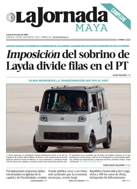 Portada de La Jornada Maya Campeche del lunes, 8 de junio de 2026