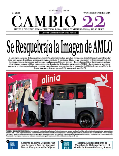 Portada de Diario Cambio 22 (contraportada) del lunes, 8 de junio de 2026