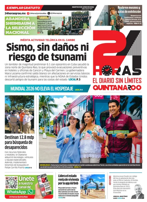 Portada de 24 Horas Quintana Roo