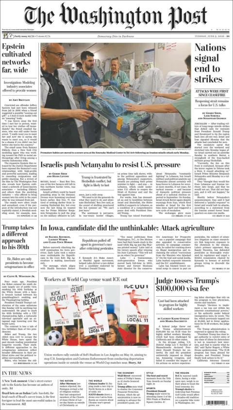 Portada de The Washington Post
