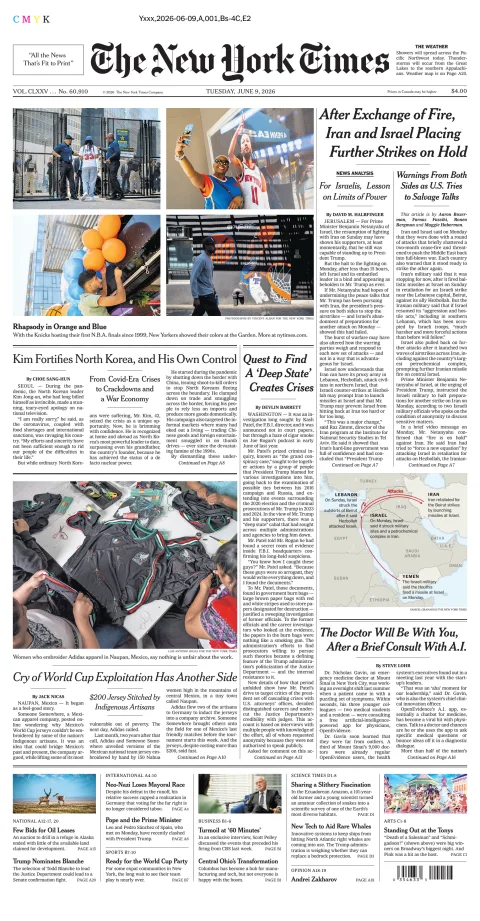 Portada de The New York Times (national) del martes, 9 de junio de 2026