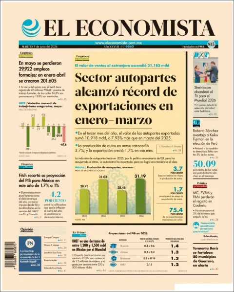 Portada de El Economista del martes, 9 de junio de 2026
