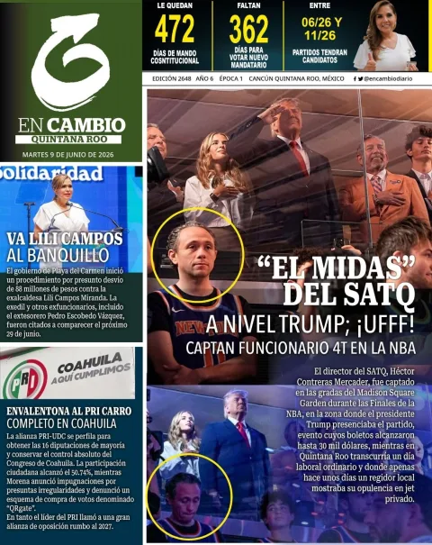 Portada de En Cambio - Quintana Roo (portada) del martes, 9 de junio de 2026