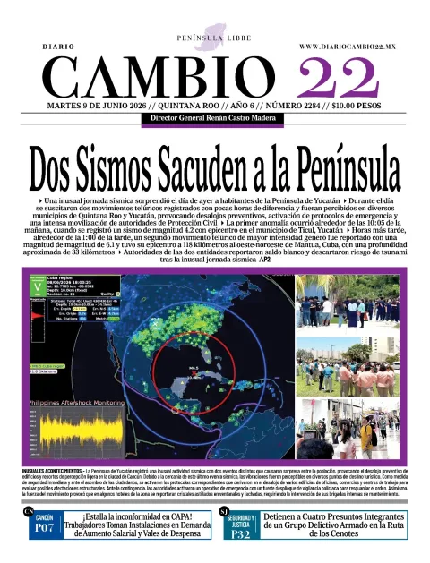 Portada de Diario Cambio 22 (portada) del martes, 9 de junio de 2026
