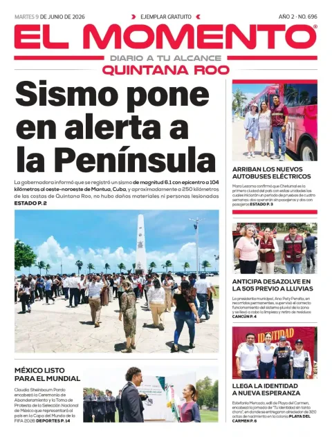 Portada de El Momento Quintana Roo del martes, 9 de junio de 2026