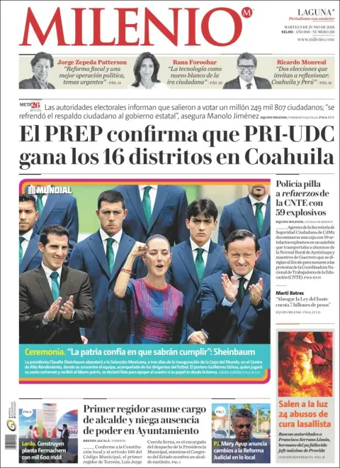 Portada de Milenio Laguna del martes, 9 de junio de 2026