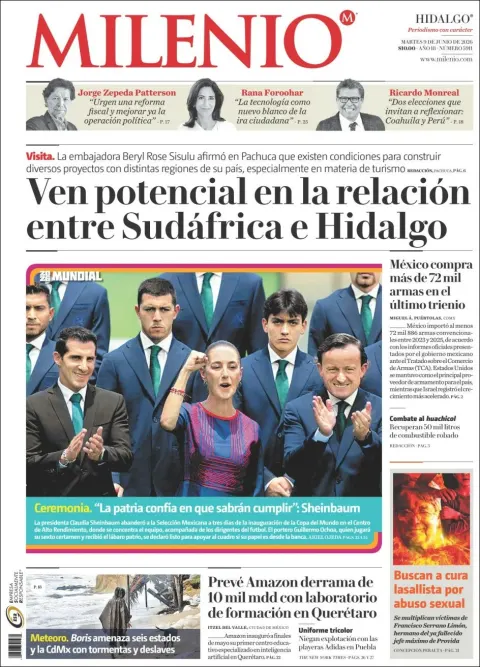 Portada de Milenio Hidalgo del martes, 9 de junio de 2026