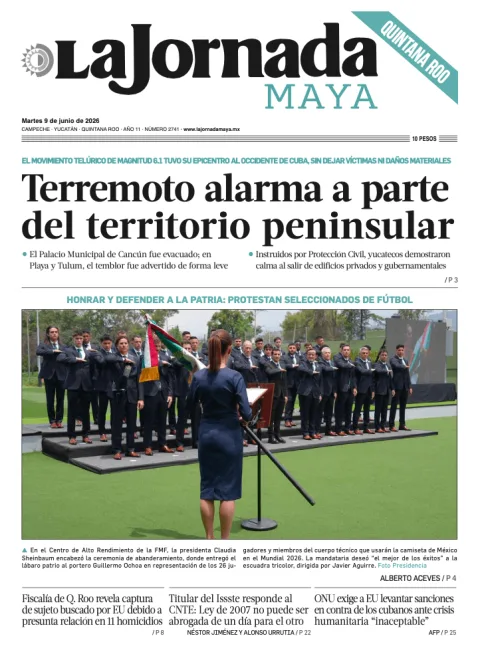 Portada de La Jornada Maya Quintana Roo del martes, 9 de junio de 2026