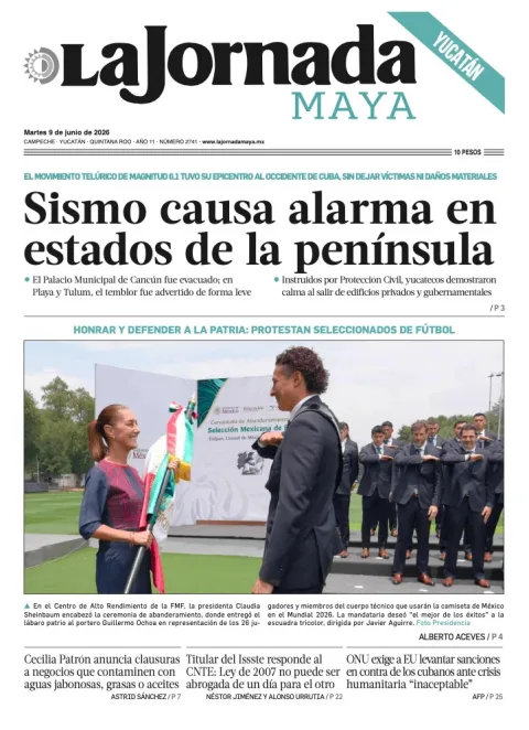 Portada de La Jornada Maya Yucatán del martes, 9 de junio de 2026
