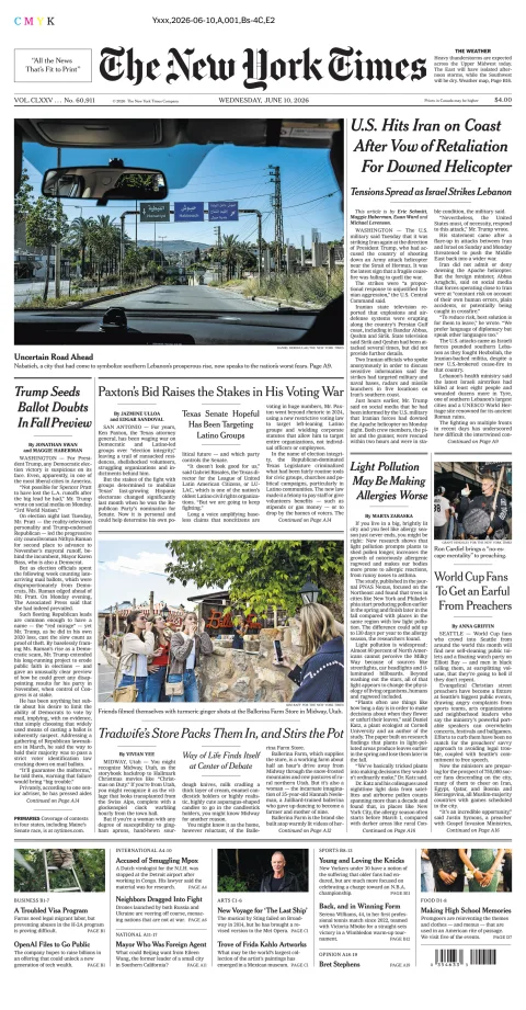 Portada de The New York Times (national) del miércoles, 10 de junio de 2026