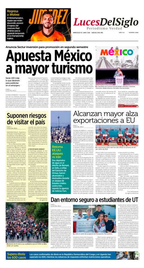 Portada de Luces del Siglo del miércoles, 10 de junio de 2026