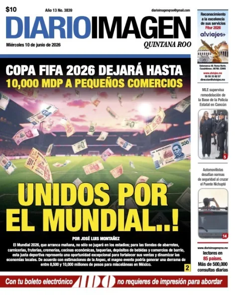 Portada de Diario Imagen Quintana Roo del miércoles, 10 de junio de 2026