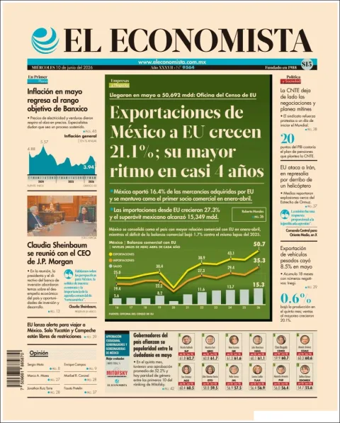 Portada de El Economista del miércoles, 10 de junio de 2026