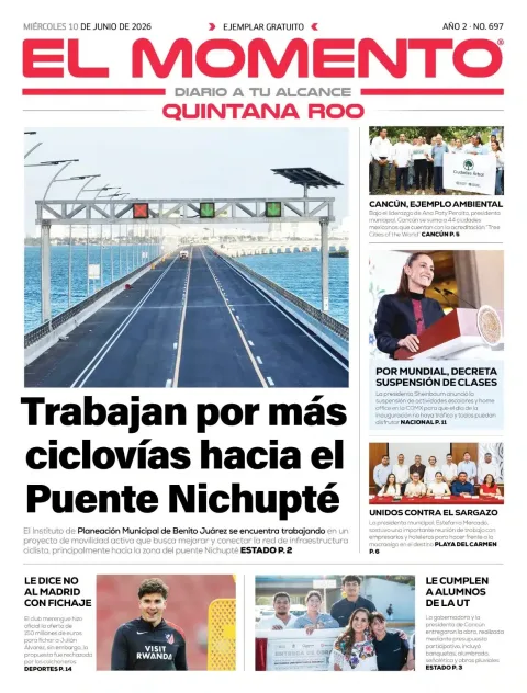 Portada de El Momento Quintana Roo del miércoles, 10 de junio de 2026
