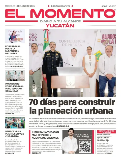 Portada de El Momento Yucatan del miércoles, 10 de junio de 2026