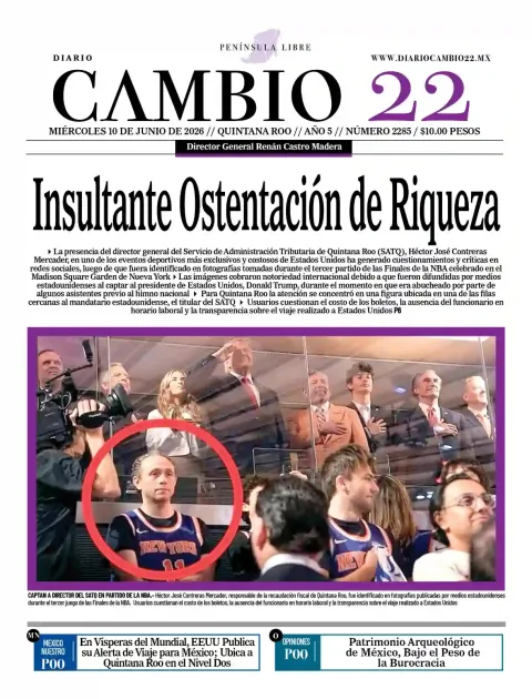 Portada de Diario Cambio 22 (portada) del miércoles, 10 de junio de 2026