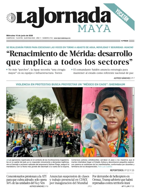 Portada de La Jornada Maya Yucatán del miércoles, 10 de junio de 2026