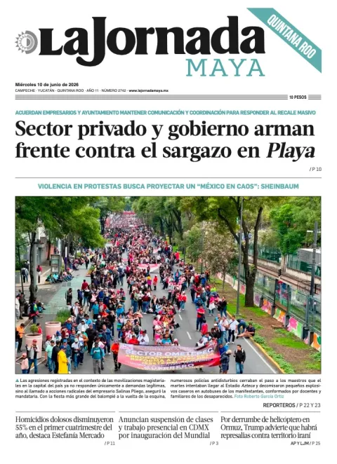 Portada de La Jornada Maya Quintana Roo del miércoles, 10 de junio de 2026