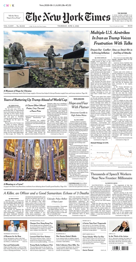 Portada de The New York Times (national) del jueves, 11 de junio de 2026