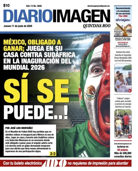 Portada de Diario Imagen Quintana Roo del jueves, 11 de junio de 2026