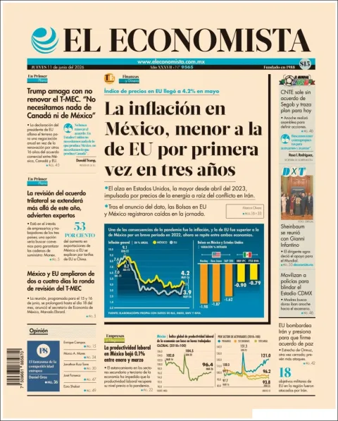 Portada de El Economista del jueves, 11 de junio de 2026