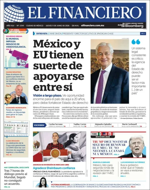 Portada de El Financiero del jueves, 11 de junio de 2026
