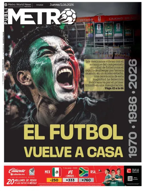 Portada de Publimetro Merida del jueves, 11 de junio de 2026