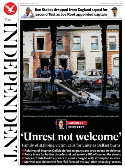 Portada de The Independent del jueves, 11 de junio de 2026