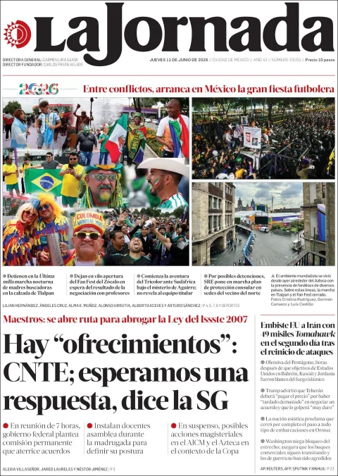 Portada de La Jornada del jueves, 11 de junio de 2026