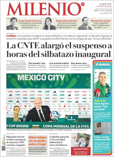 Portada de Milenio Laguna del jueves, 11 de junio de 2026