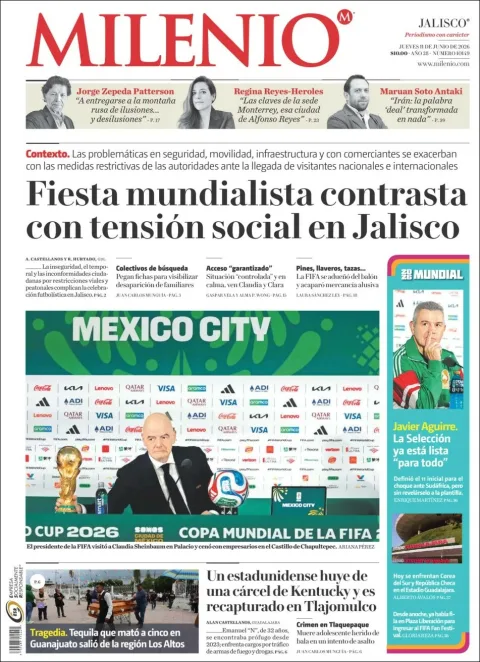 Portada de Milenio Jalisco del jueves, 11 de junio de 2026