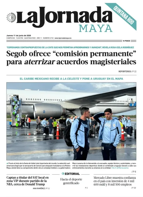 Portada de La Jornada Maya Quintana Roo del jueves, 11 de junio de 2026