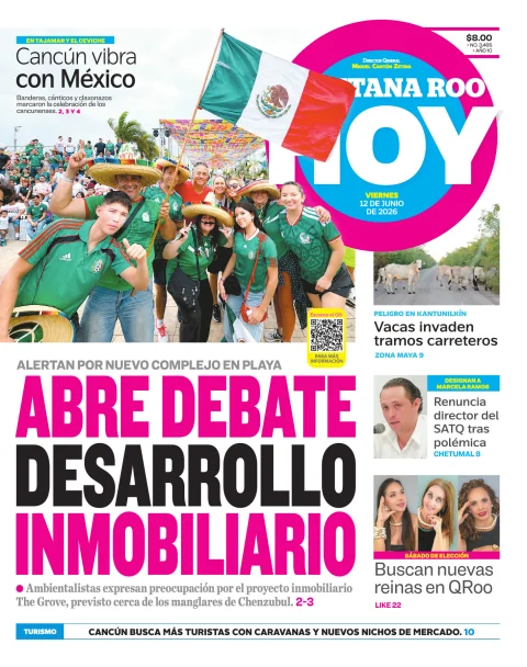Portada de Quintana Roo Hoy (portada) del viernes, 12 de junio de 2026