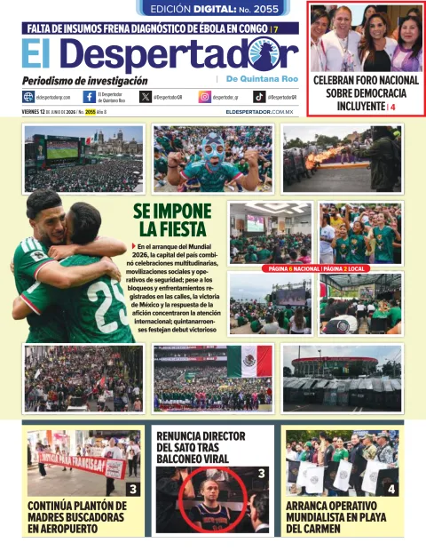 Portada de El Despertador de Quintana Roo del viernes, 12 de junio de 2026