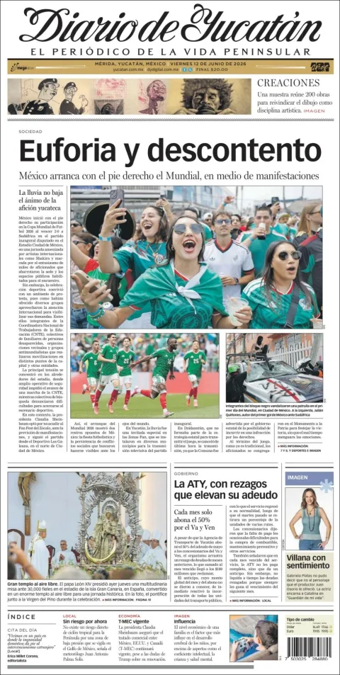 Portada de Diario de Yucatán del viernes, 12 de junio de 2026