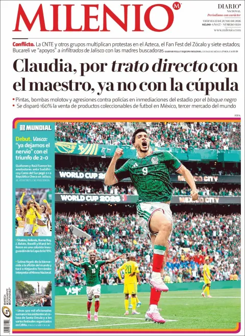 Portada de Milenio del viernes, 12 de junio de 2026