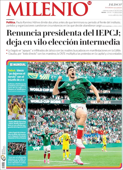 Portada de Milenio Jalisco del viernes, 12 de junio de 2026
