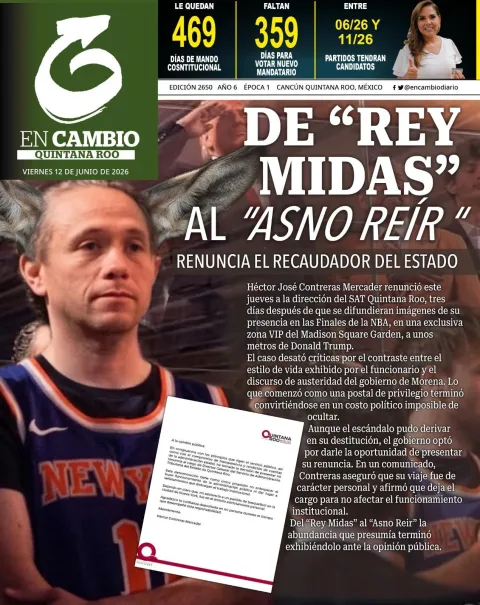 Portada de En Cambio - Quintana Roo (portada) del viernes, 12 de junio de 2026