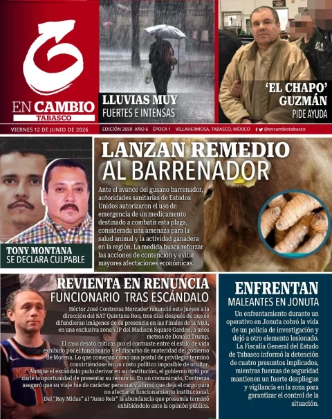 Portada de En Cambio - Tabasco (portada) del viernes, 12 de junio de 2026
