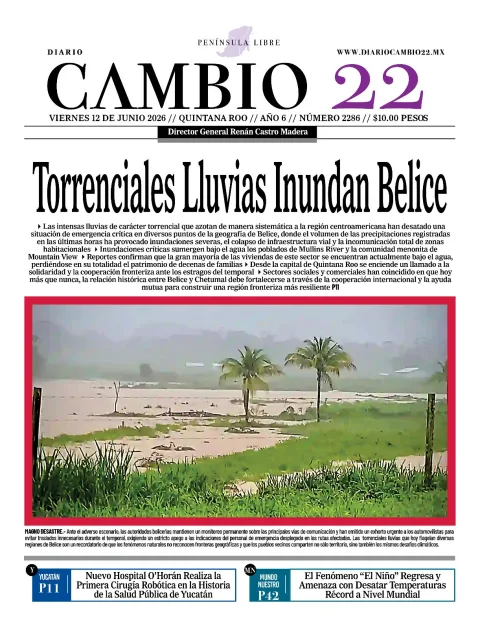 Portada de Diario Cambio 22 (contraportada) del viernes, 12 de junio de 2026